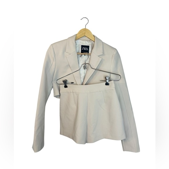 ZARA 2PIECES CROPPED BLAZER AND SPLIT SKIRT in Bone XS - Picture 4 of 16